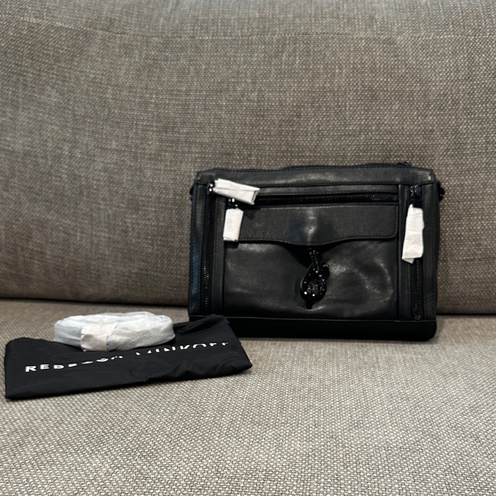 Rebecca Minkoff MAC Leather Crossbody with Zips - Black Shellac